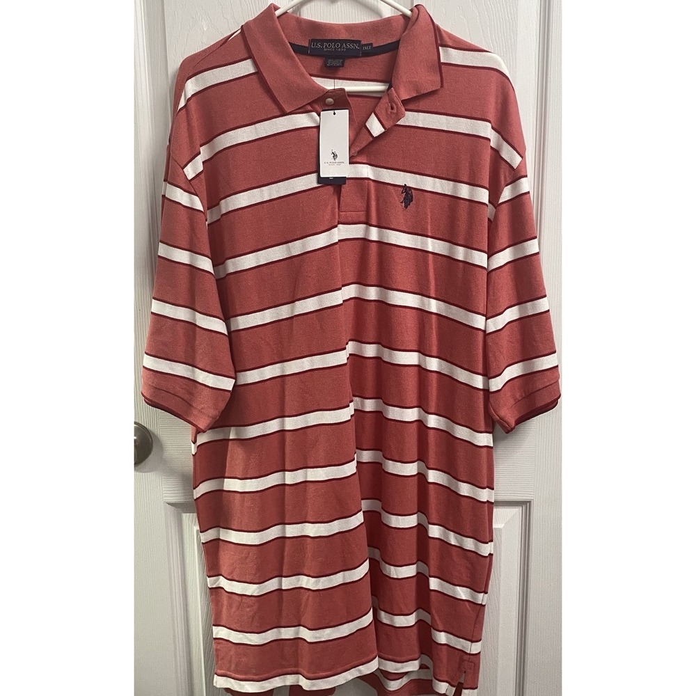 U.S POLO ASSN‎ Men's Polo shirt Red/White stripe Sz. 2XLT Big&Tall  NWT